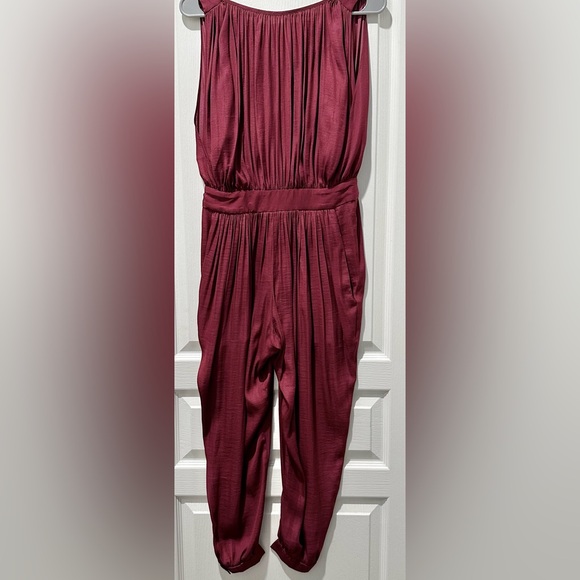 Anthropologie Nomad by Morgan Carper Draped Harem Vibe Jumpsuit in Bordeaux TB5 - Picture 2 of 9